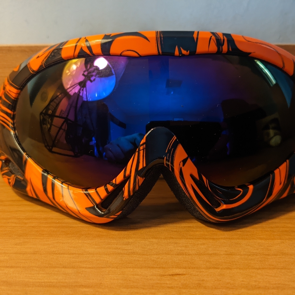 Orange and Black Ski Goggles